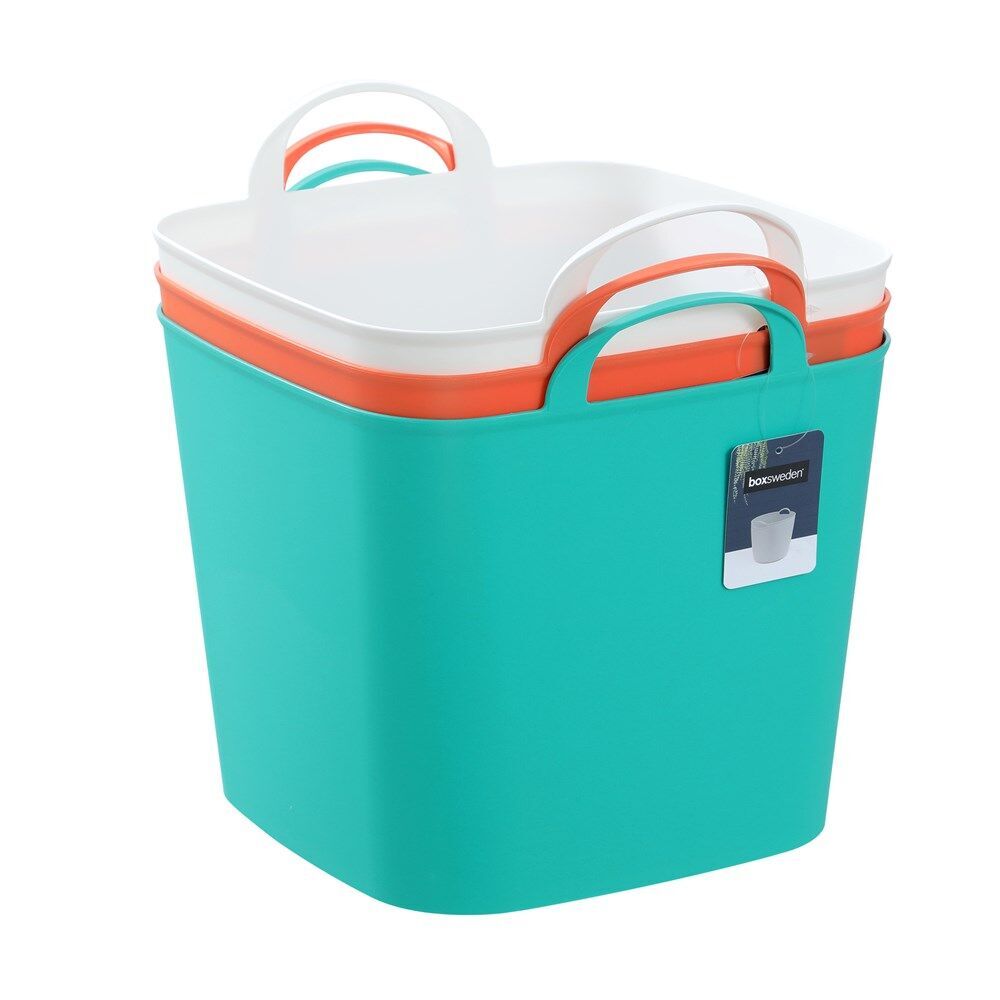 6PK Boxsweden Mini Flexible Storage Organiser Square Tub/Box 16L/34x30cm Assorted