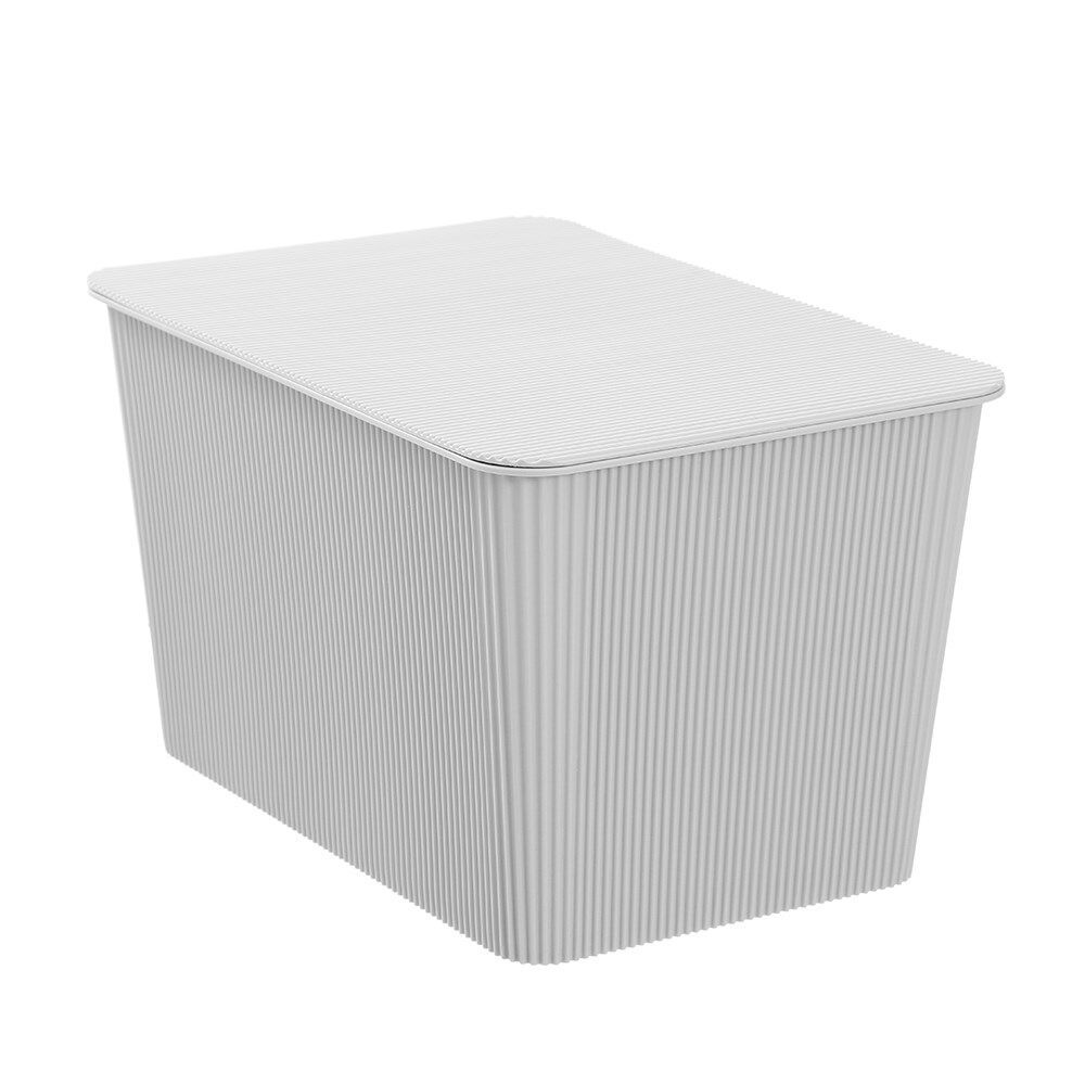 6PK Boxsweden Discrete Durable Storage Basket Ribbed with Lid 15L Assorted