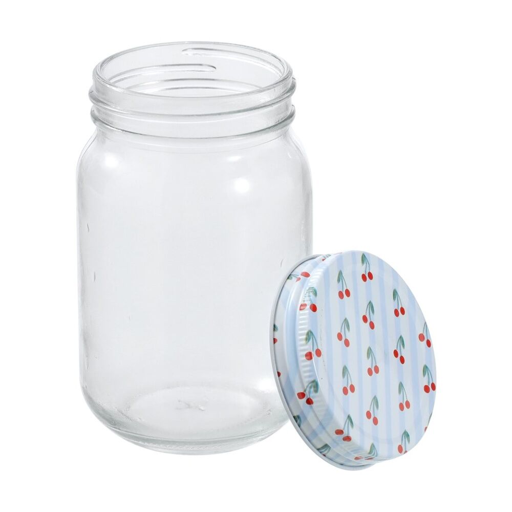 4x 6pc Lemon and Lime Roma Cherry Stripe Deco Conserve Jar 500ml Food Safe