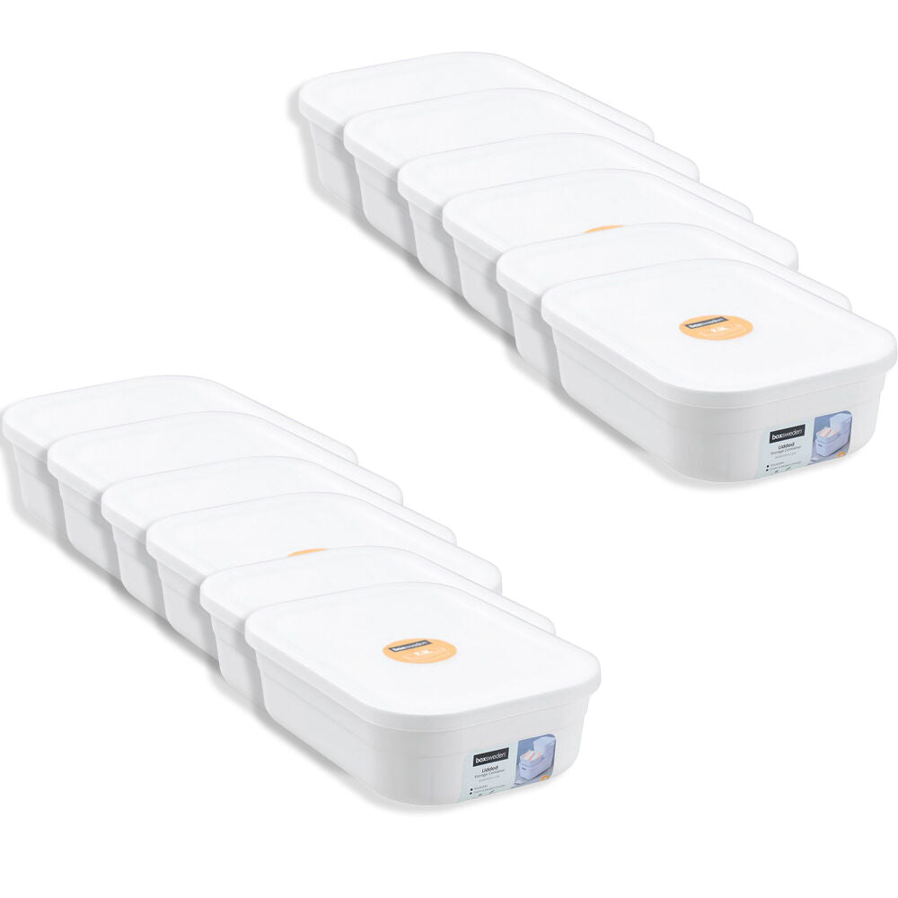 12PK Boxsweden Stackable Durable Storage Container with Lid 24.5cm 2.3L