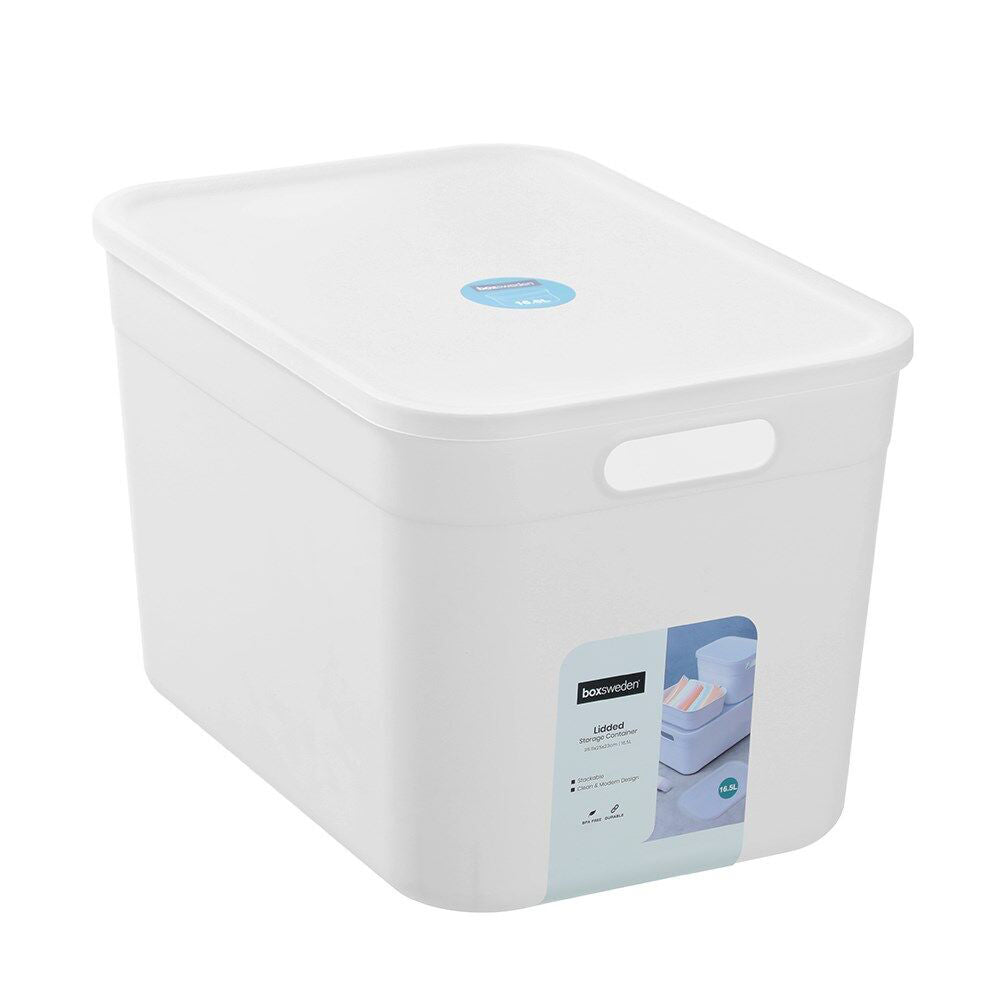 4PK Boxsweden Stackable Durable Storage Container with Lid 35.5cm 16.5L
