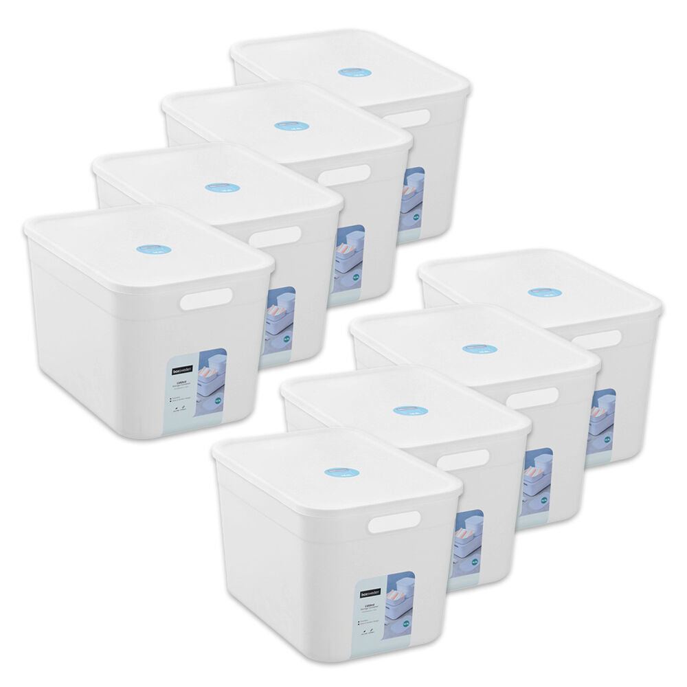 8PK Boxsweden Stackable Durable Storage Container with Lid 35.5cm 16.5L