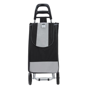 Boxsweden Portable Grocery Shopping Trolley with Wheels Black and Silver