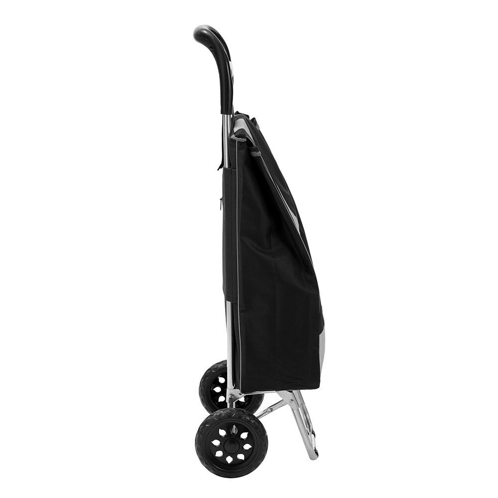 Boxsweden Portable Grocery Shopping Trolley with Wheels Black and Silver