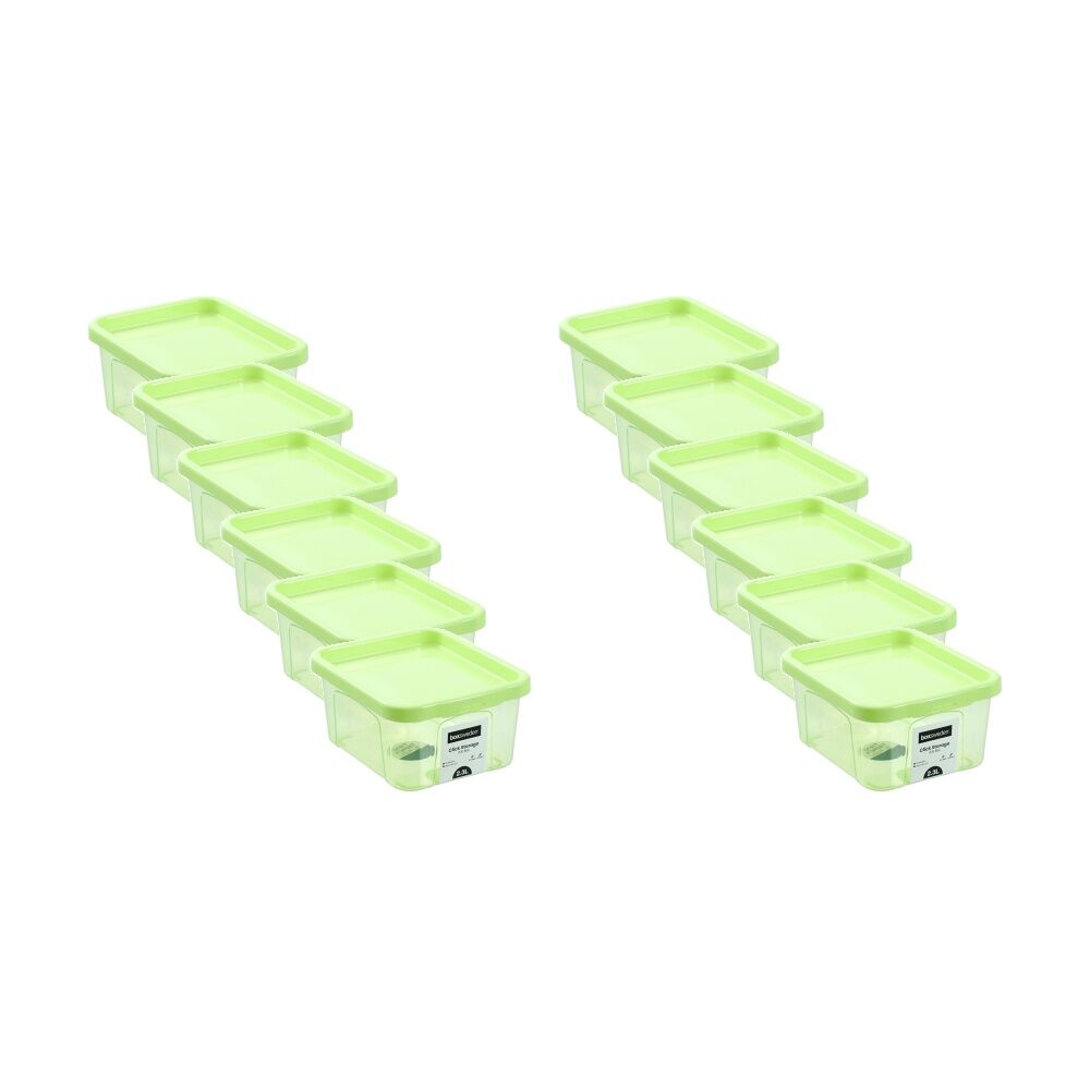 12PK Boxsweden Click Storage Box 2.3L Secure Lock Lid Home Organisation Assorted