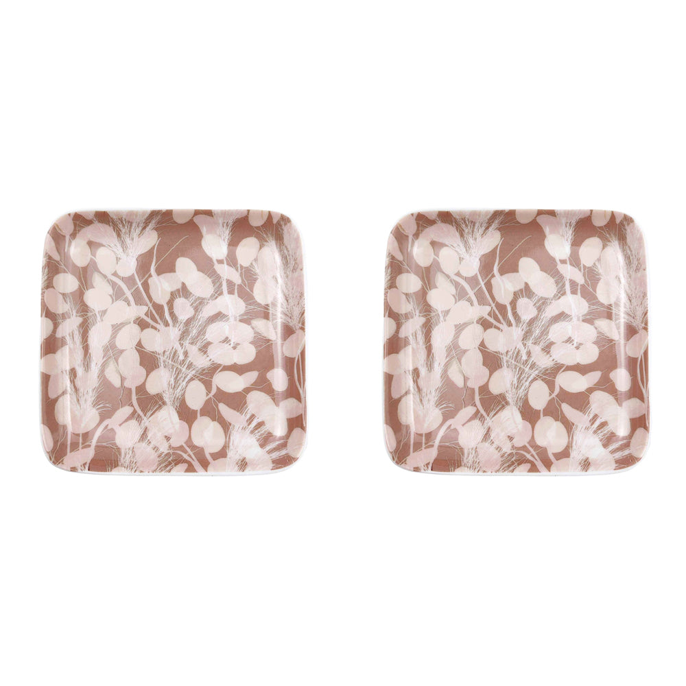 2PK Urban Boho 9.5cm Ceramic Dish Decorative Square Plate - Dusty Pink