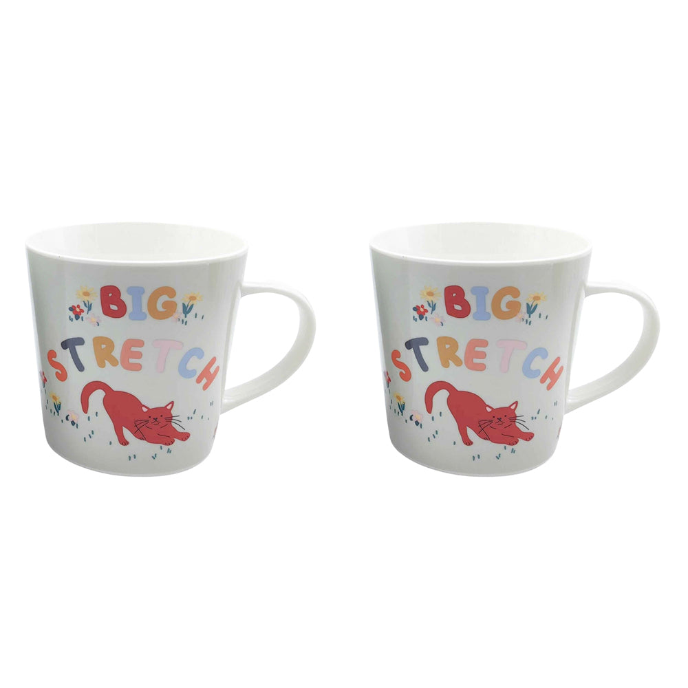 2x Urban Perfect Pets Big Stretch Cat 470ml Ceramic Mug