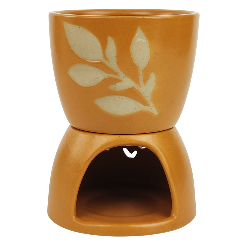 2x Urban 13.5cm Shae Foliage Ceramic Fondue Set - Mustard