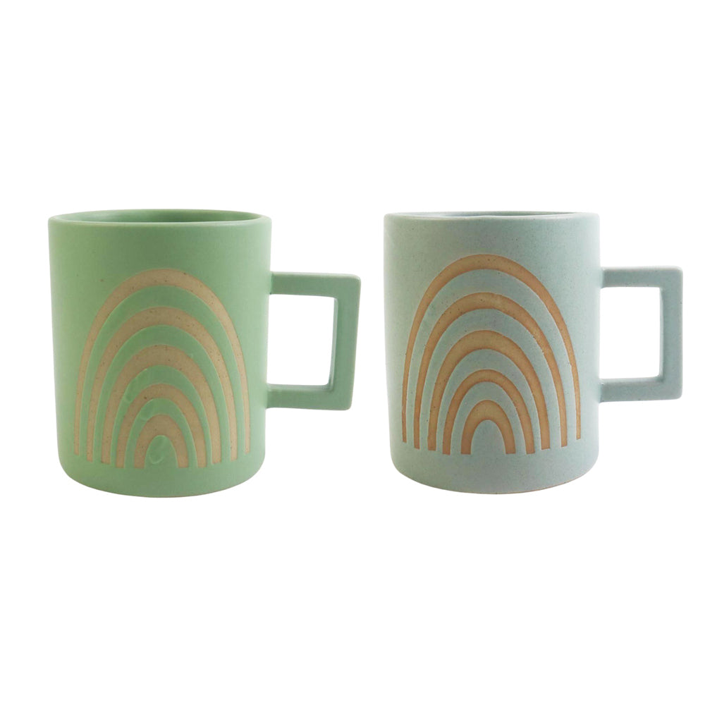 2x 2pc Urban 10cm Shae Rainbow Ceramic Mug - Green/Blue