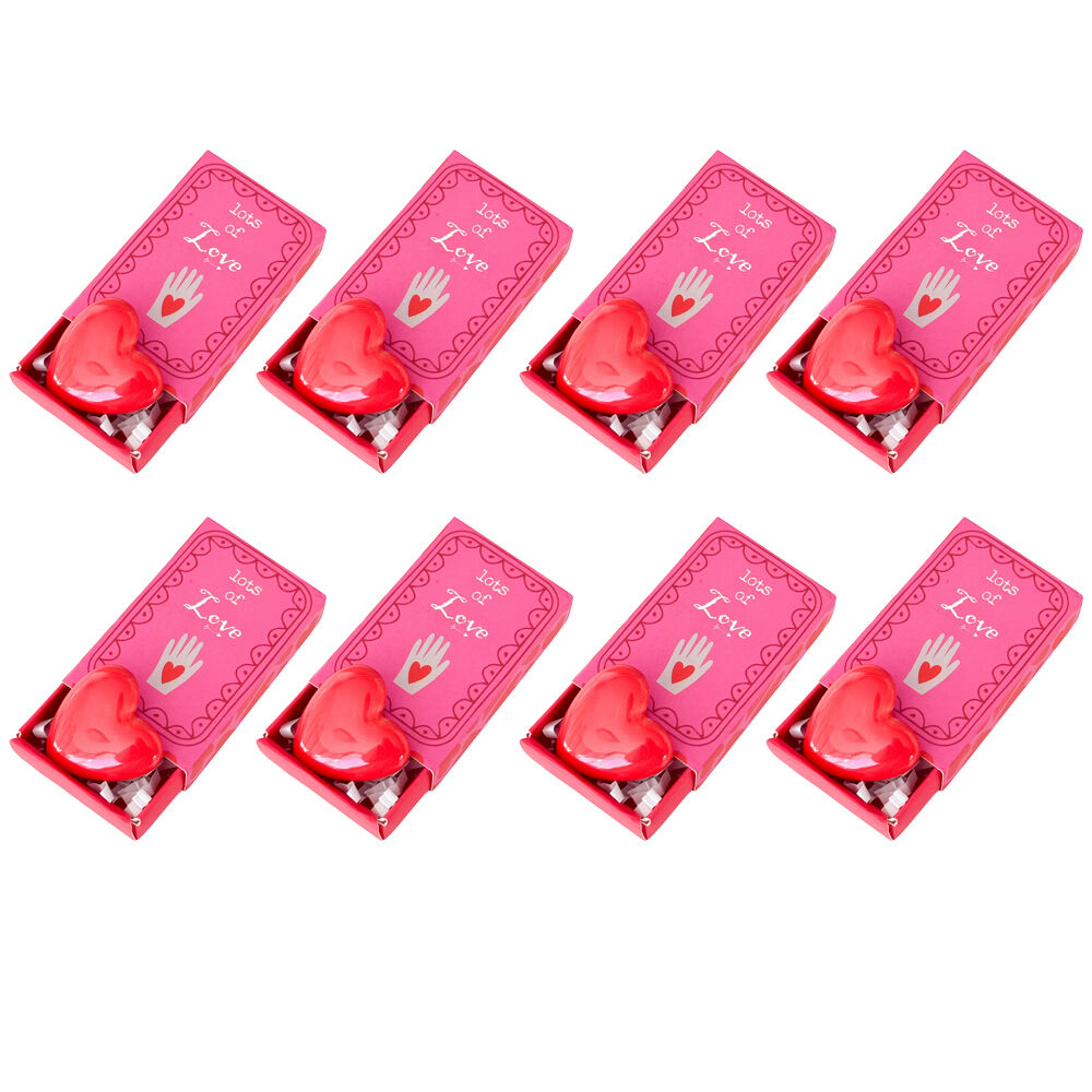 8PK Urban Love Heart Matchbox Memory Gift Keepsake Figurine 5cm Pink