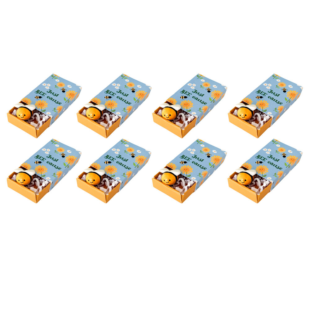 8PK Urban Bee Cause Matchbox Memory Gift Keepsake Figurine 5cm Blue