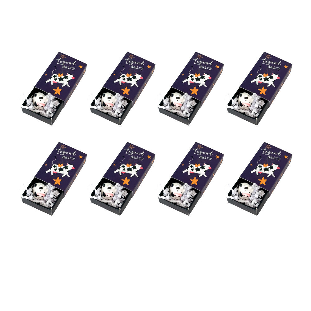 8PK Urban Legendairy Cow Matchbox Memory Gift Keepsake Figurine 5cm Navy