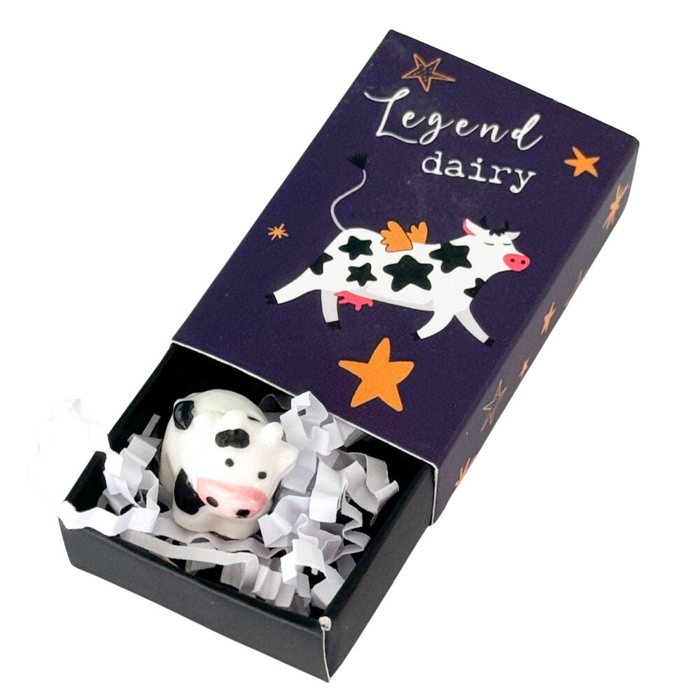 8PK Urban Legendairy Cow Matchbox Memory Gift Keepsake Figurine 5cm Navy