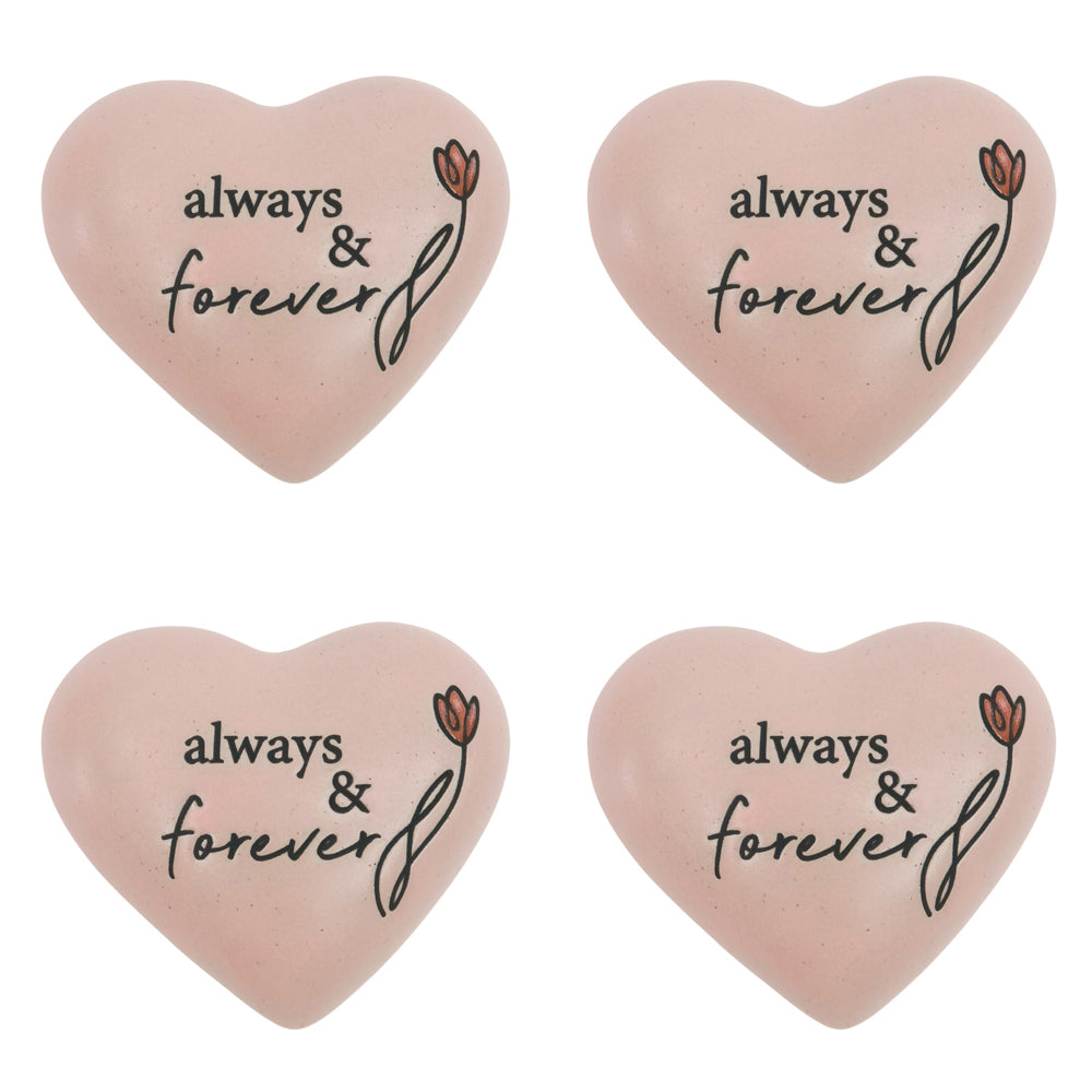 4PK Urban Always Forever Heart Stone Pink 8cm Gift Keepsake Present