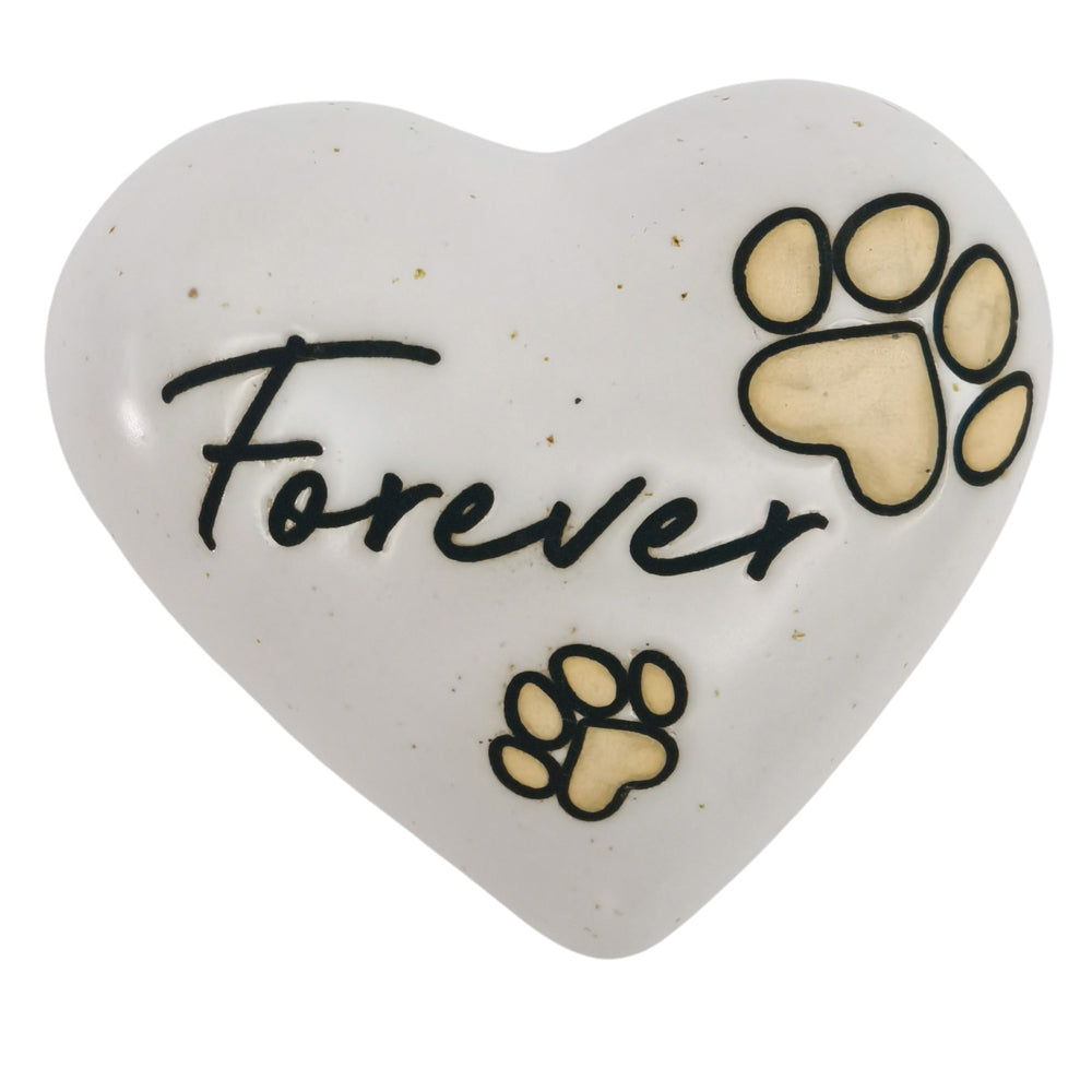 4PK Urban Forever Paws Heart Stone White 8cm Gift Keepsake Present