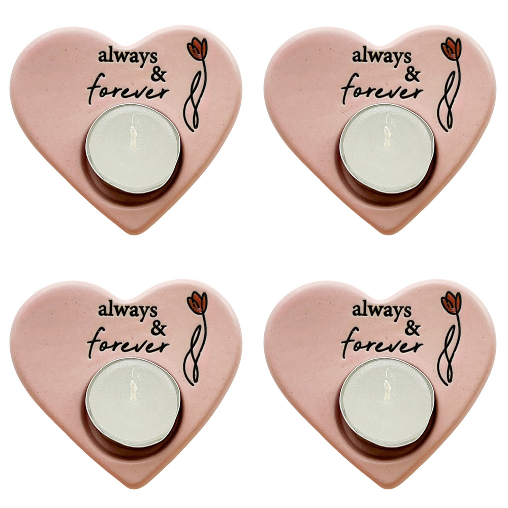 4PK Urban Always Forever Heart Tealight Holder P Gift Keepsake Present