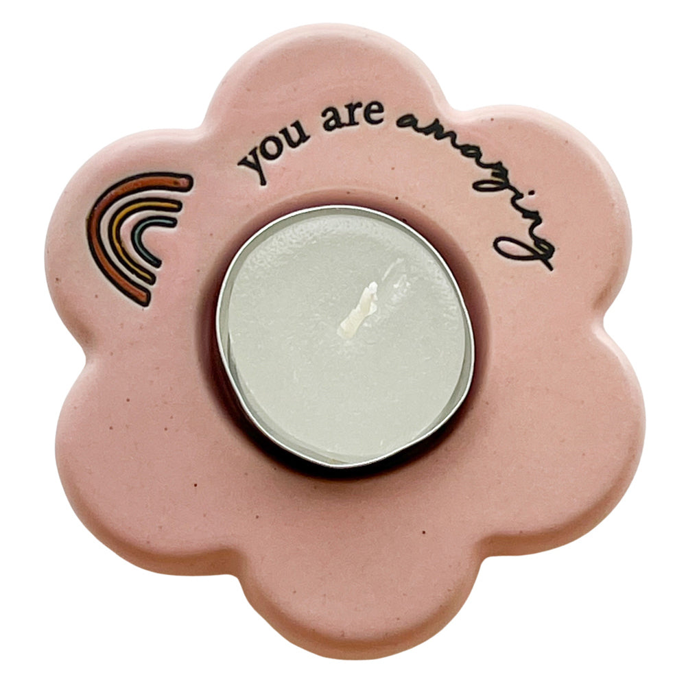 3PK Urban You are Amazing Daisy Tealight Holder Gift Keepsake Present