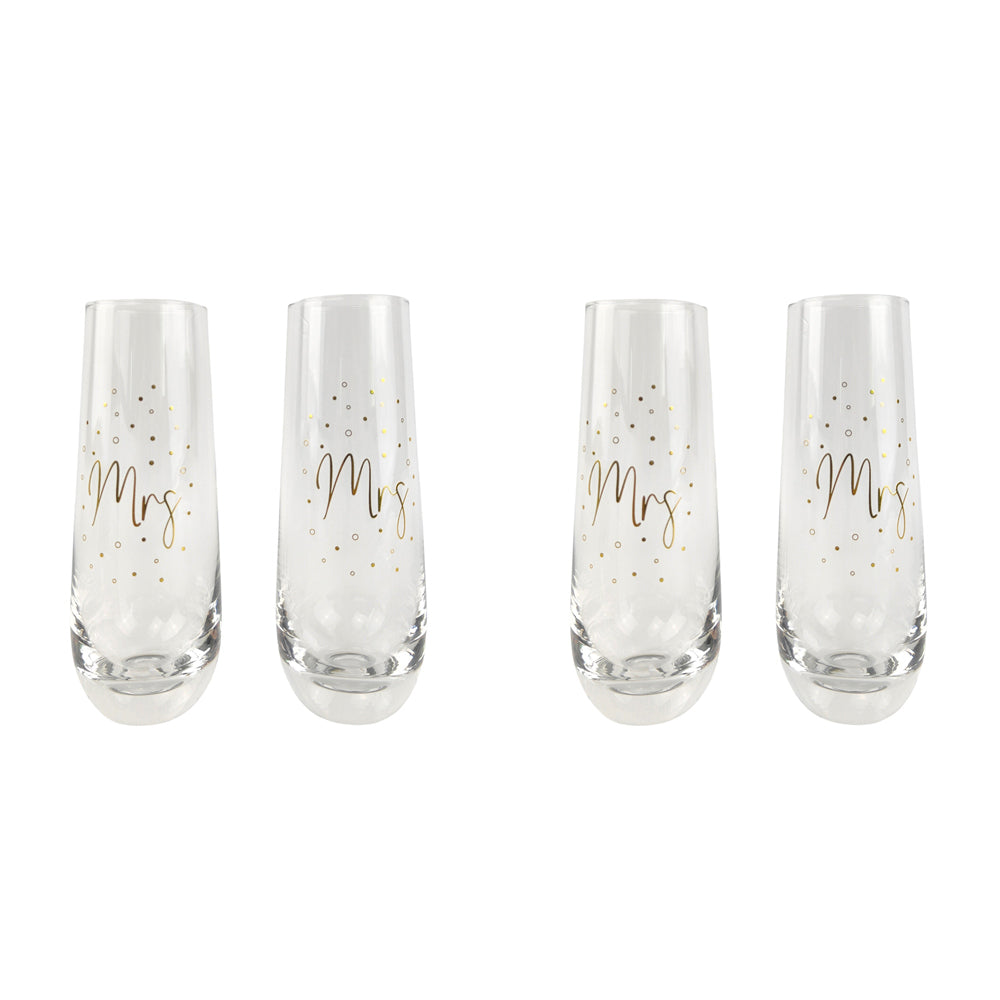 2x 2pc Urban 16cm Mr Mrs Champagne Glass Drinking Cup - Gold