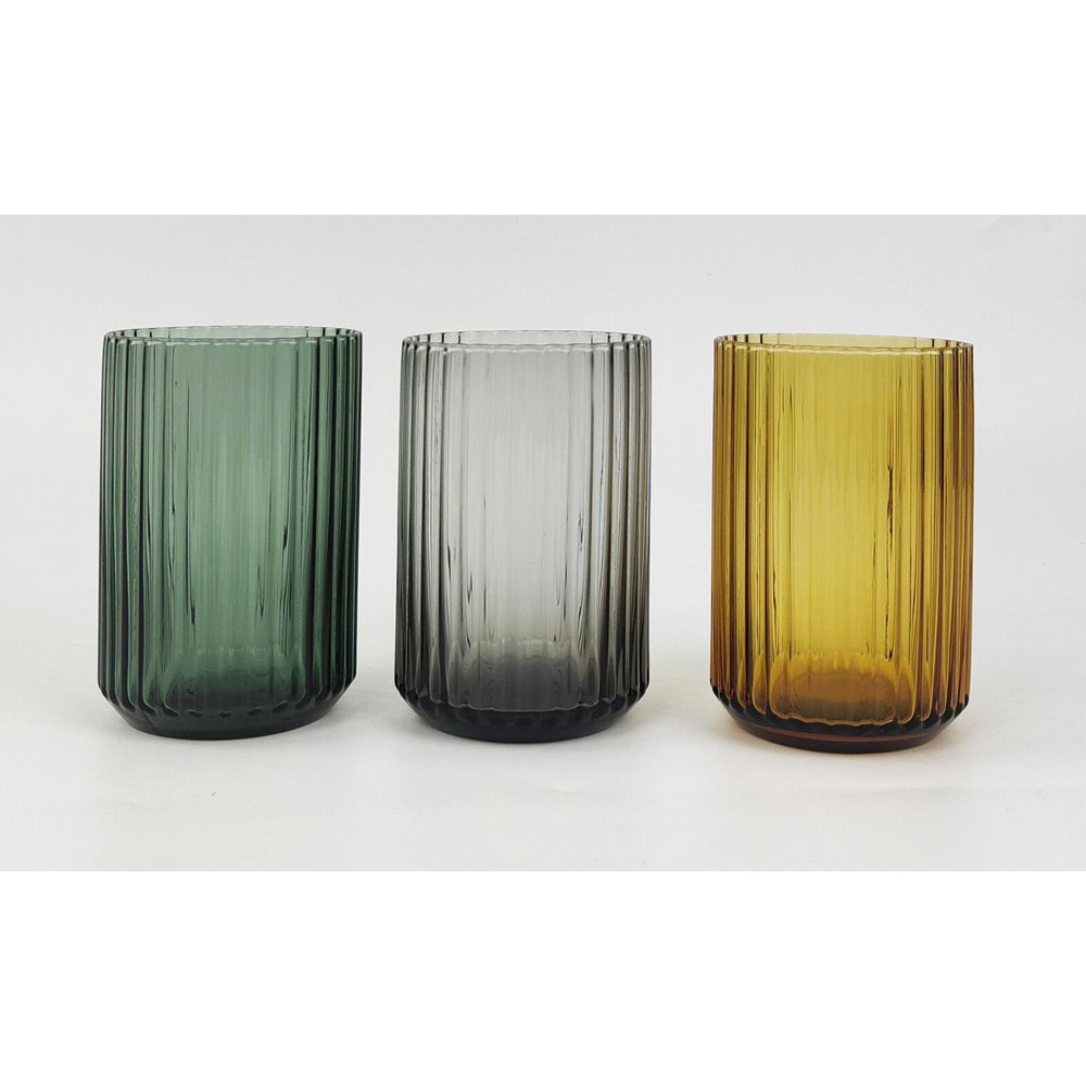 3x Urban 11cm Andre Ripple Glass Drinking Cup Glassware - Amber
