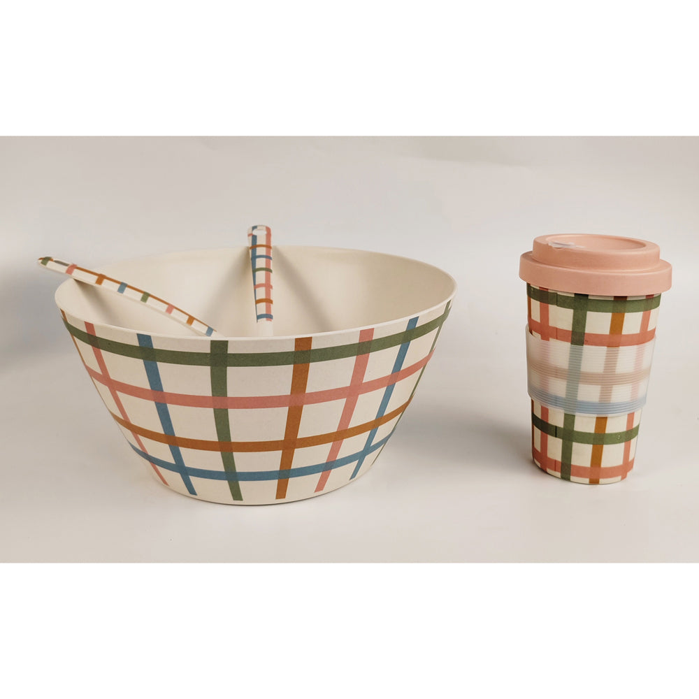 2x Urban Maldon Check 25cm Salad Bowl Kitchen Dinnerware