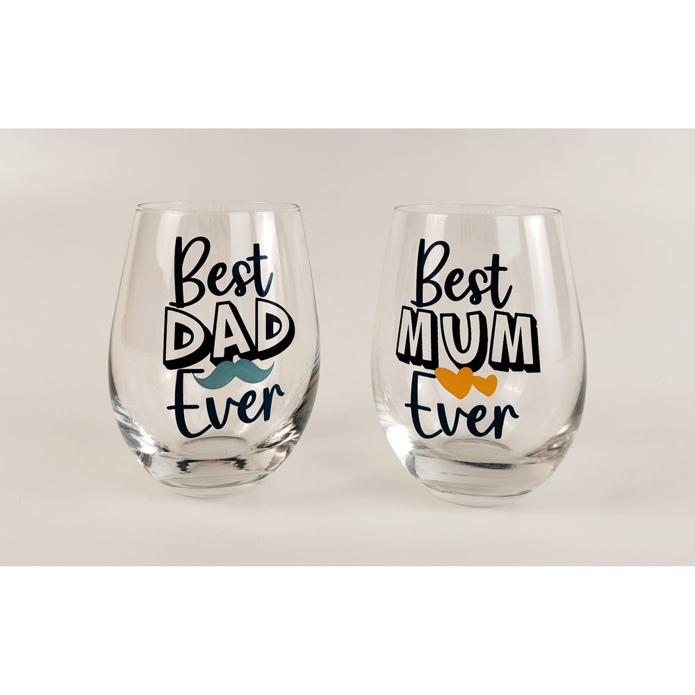 2x Urban 12cm Best Ever Mum Glass Drinking Cup - Navy