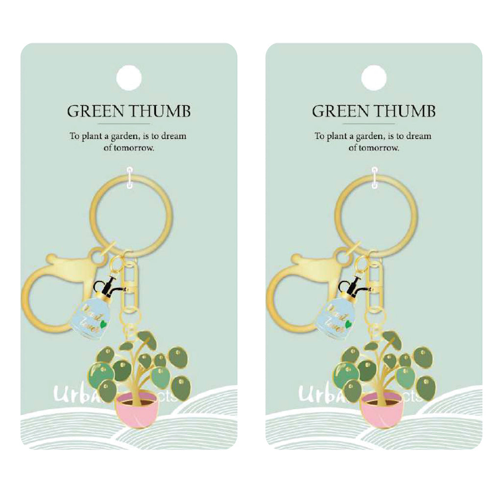 2PK Urban Products Green Thumb Keyring Accessory Green/Pink 12cm