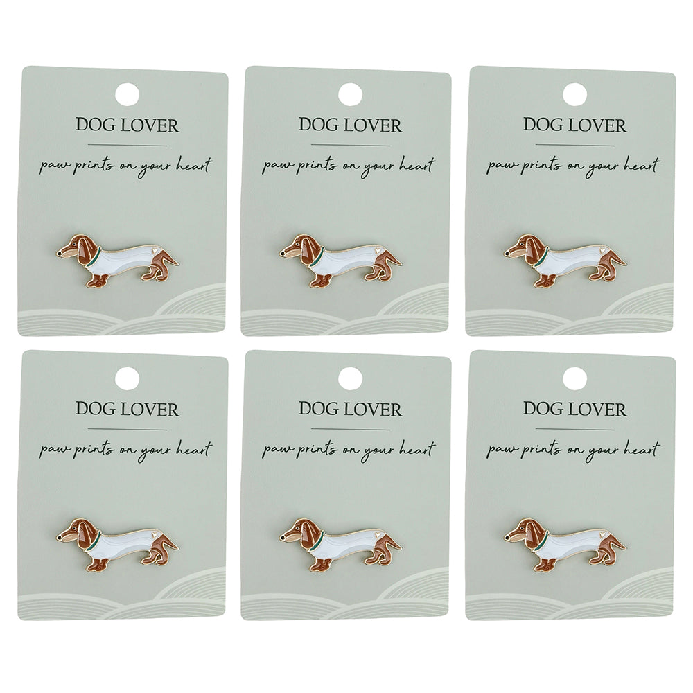 6PK Urban Sausage Dog Memento Pin Brown 2cm Display Decorative Keepsake