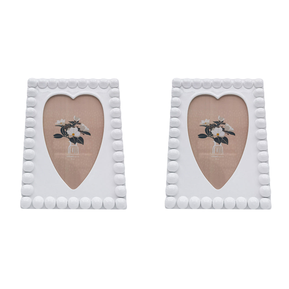 2PK Urban Lotti Heart Frame White 4x6 Inch Decorative Decor Display
