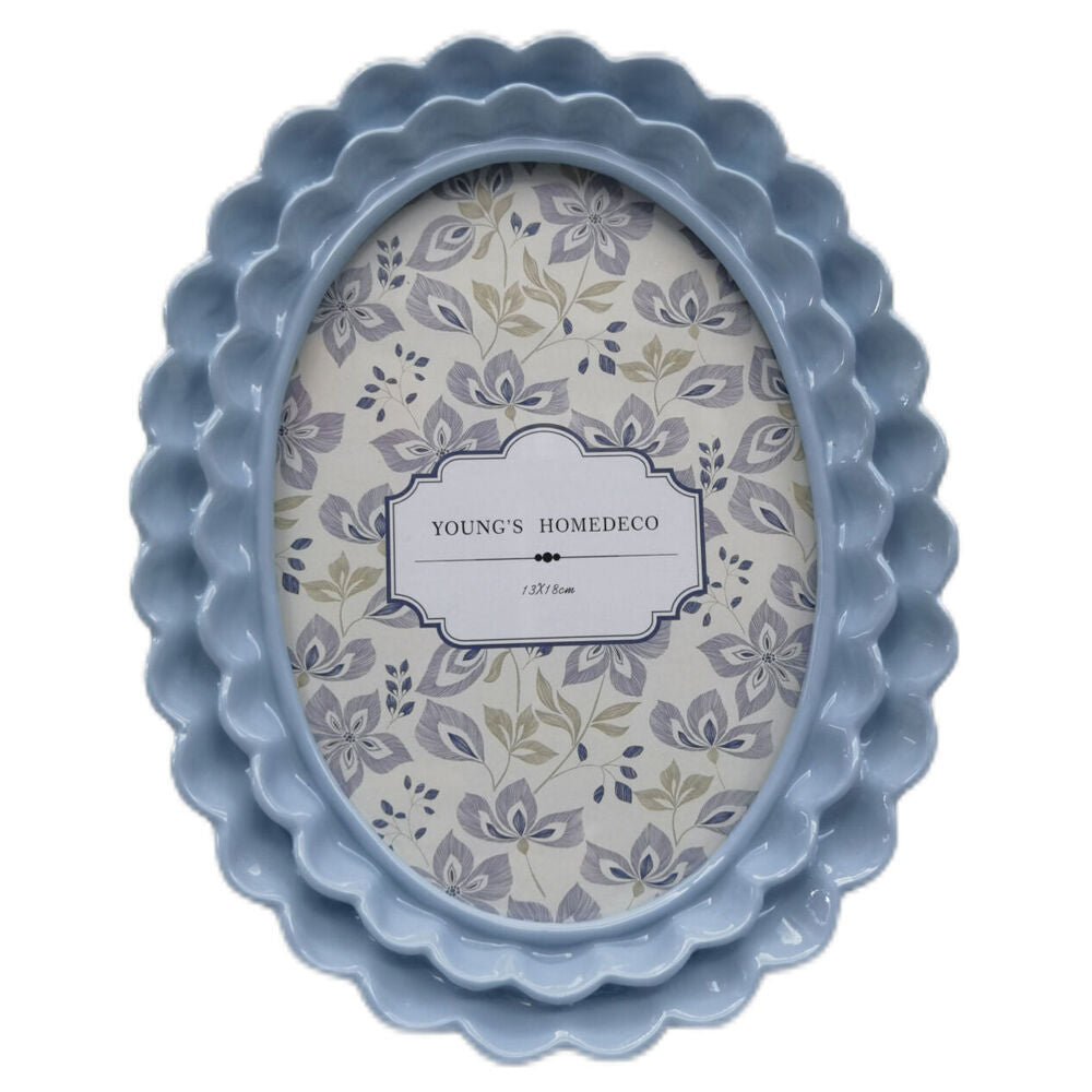 2PK Urban Resin/Wood Lotti Petal Oval Photo Picture Frame 5x7in 22x18cm Blue