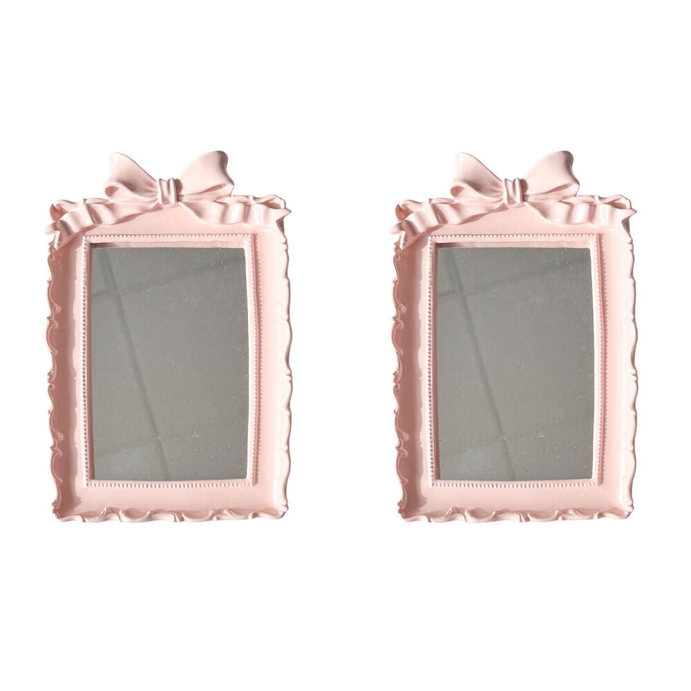 2PK Urban Resin/Wood Lotti Bow Rectangular Mirror Frame 4x6in 20x14cm Pink