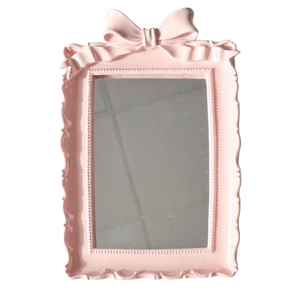 2PK Urban Resin/Wood Lotti Bow Rectangular Mirror Frame 4x6in 20x14cm Pink