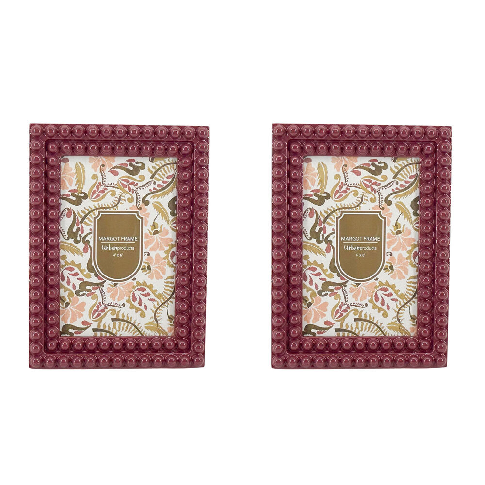 2PK Urban Resin/Wood Margot Photo Picture Frame 4x6in 15cm Burgandy