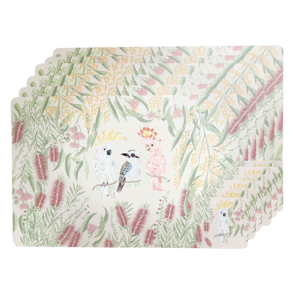 2x 12pc Urban FB Birds Placemats and Coasters Pink Kitchen Decor Tableware
