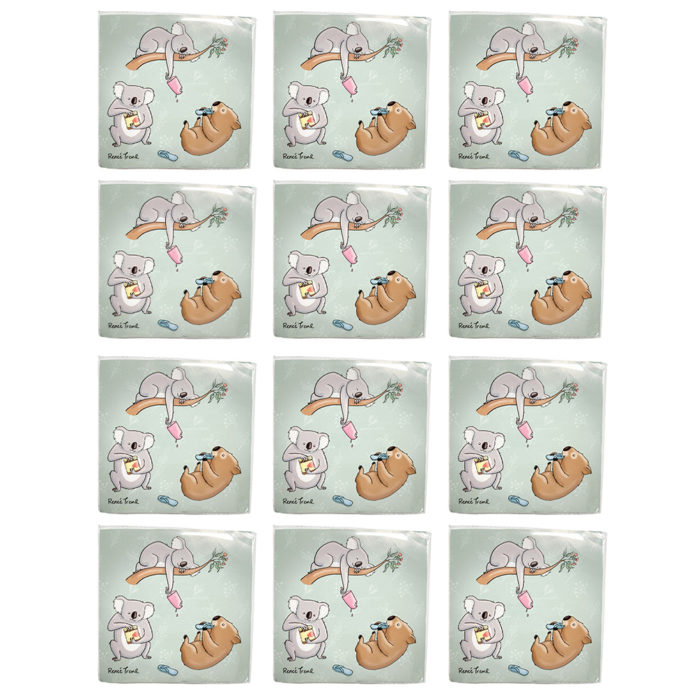 24x 20pc Urban RT Animals Napkins Sage 33x33cm Kitchen Decor Tableware