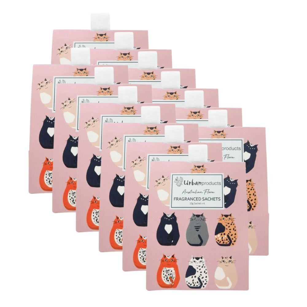 4x 4pc Urban 10g Cat Design Australian Flora Paper Scented Sachet