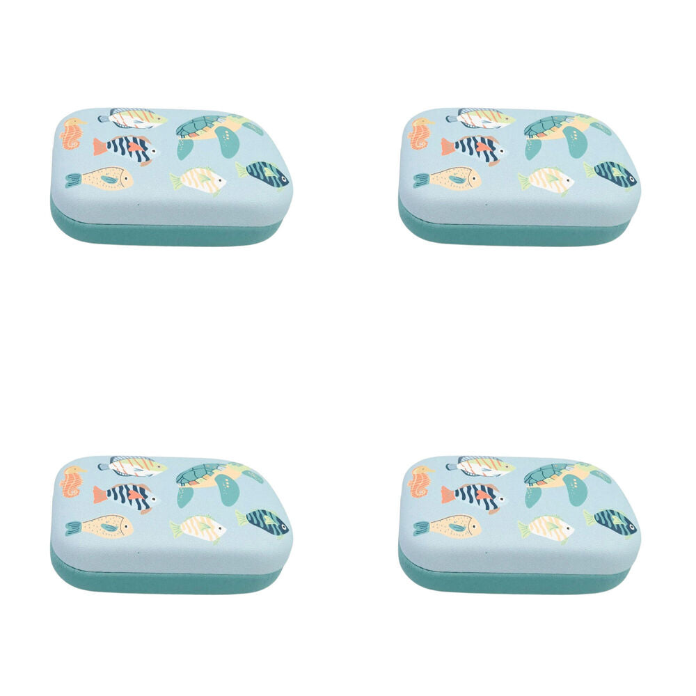 4PK Urban Leather Reef Mini Travel Cosmetic Storage Case 9cm Blue
