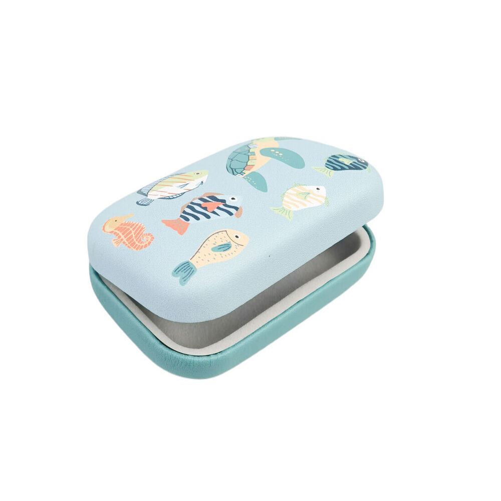 4PK Urban Leather Reef Mini Travel Cosmetic Storage Case 9cm Blue