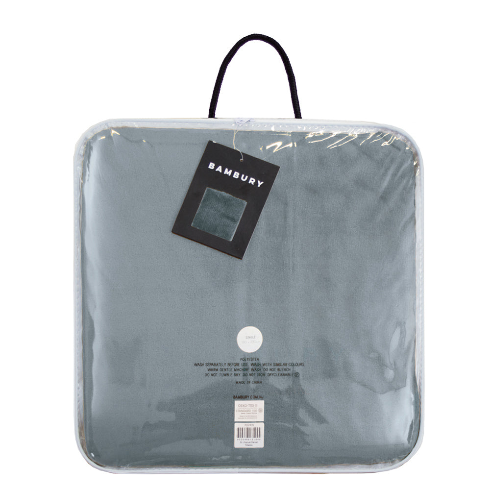 Bambury Single Bed Ultraplush Blanket Steel Blue Soft Knitted Home