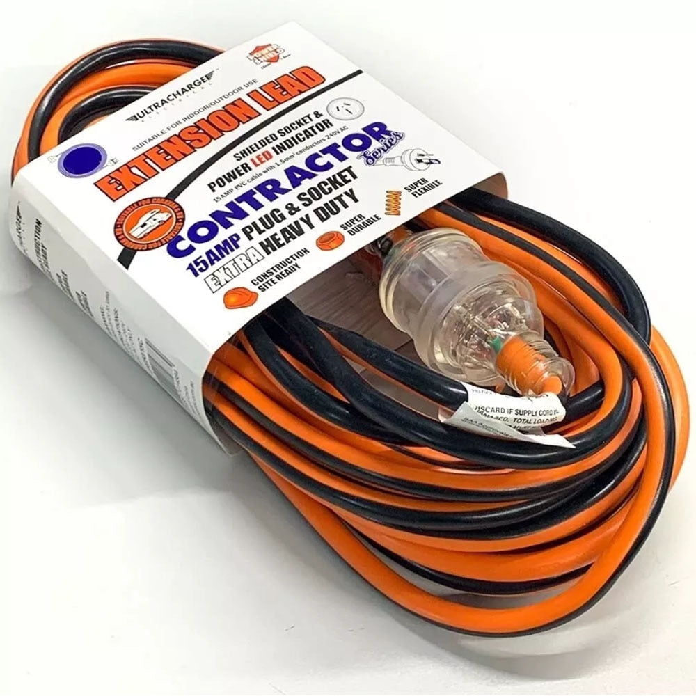 Ultracharge 15A Extension Lead & Plug 25M Extra Heavy Duty