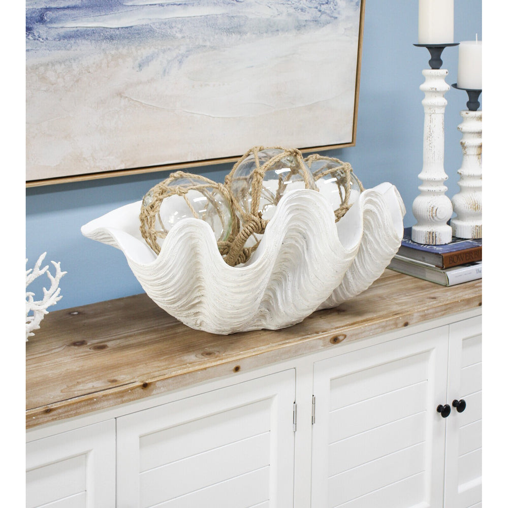 LVD Decorative 66cm Resin Giant Clam Shell/Trinket Decor - White