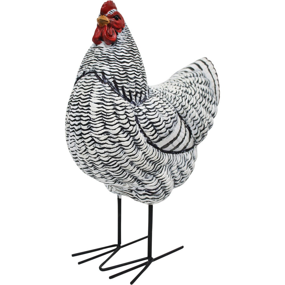 LVD Polyresin Iron Hen Sculpture Home Decor 20x30cm - Grey Wash