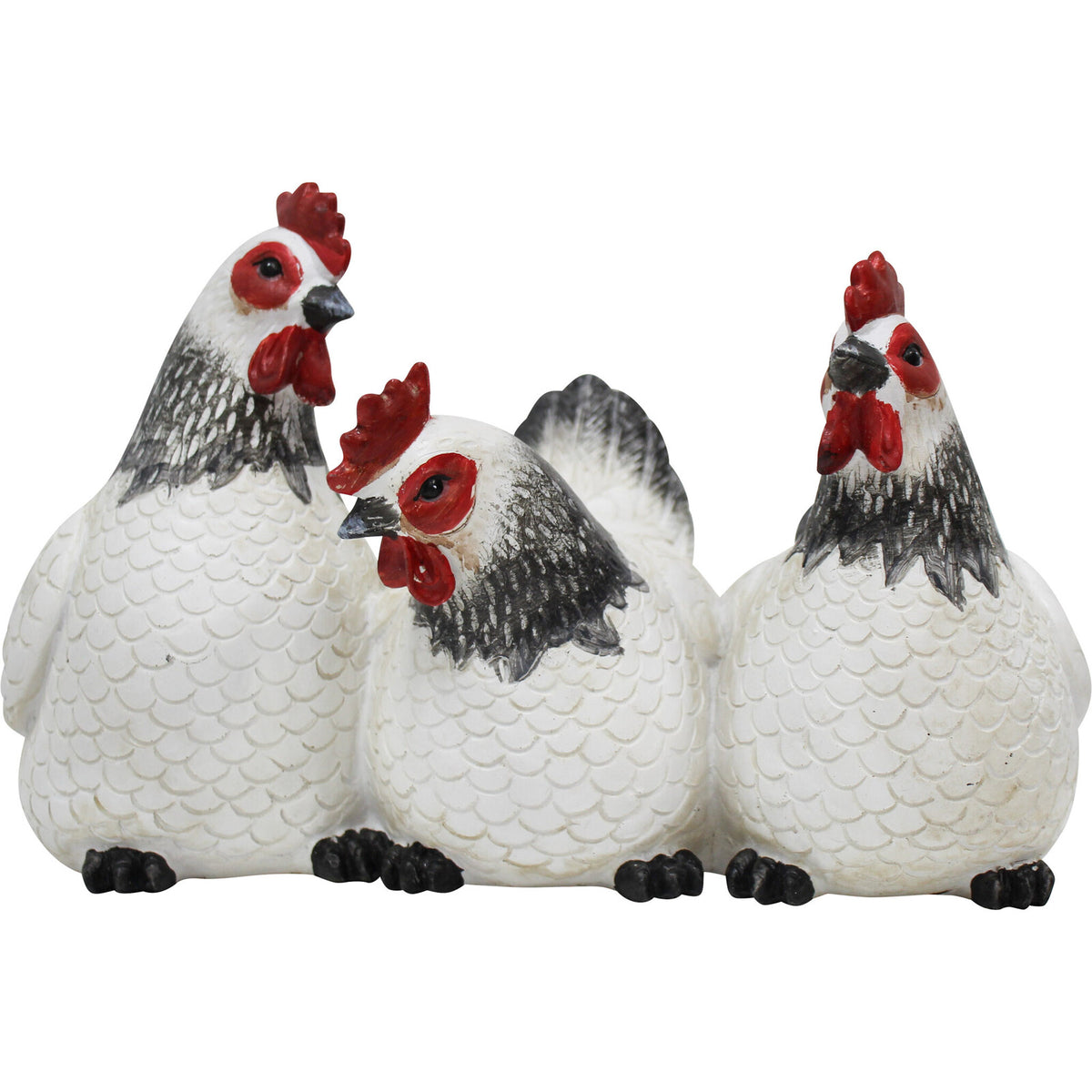 LVD Resin Chicken Friends Sculpture Home Decor 29x17cm - White