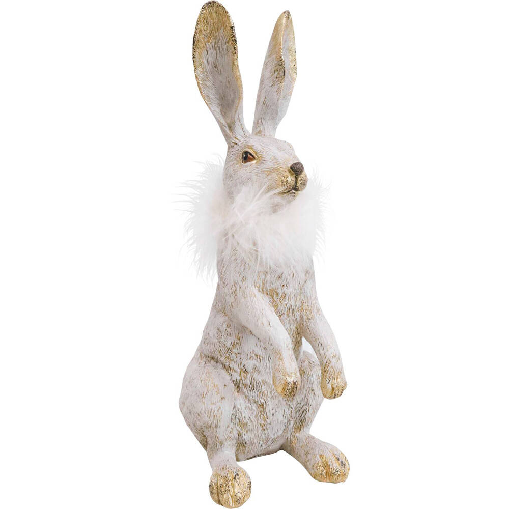 2PK LVD Sitting Hare Jemima Resin Sculpture Home Decor 23cm White