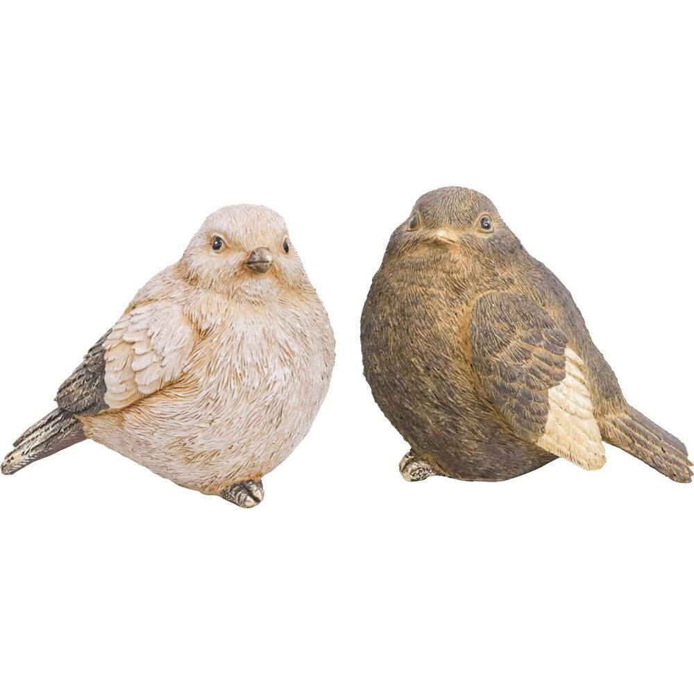 2pc LVD Rustic Birds Resin Figurine Home Decor Set 10.5cm