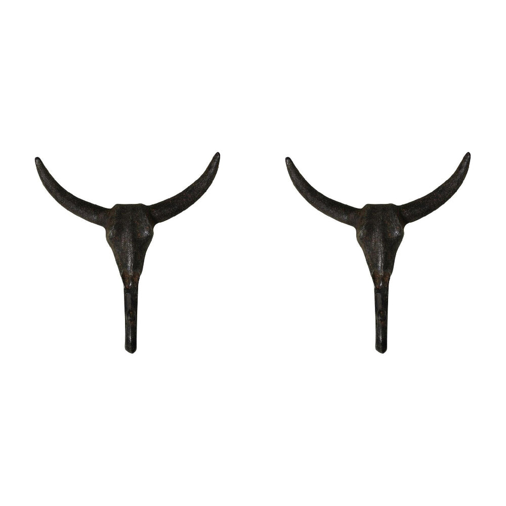 2PK LVD Metal Decorative Hook Skull Sculpture Home/Office Decor 20cm Dark