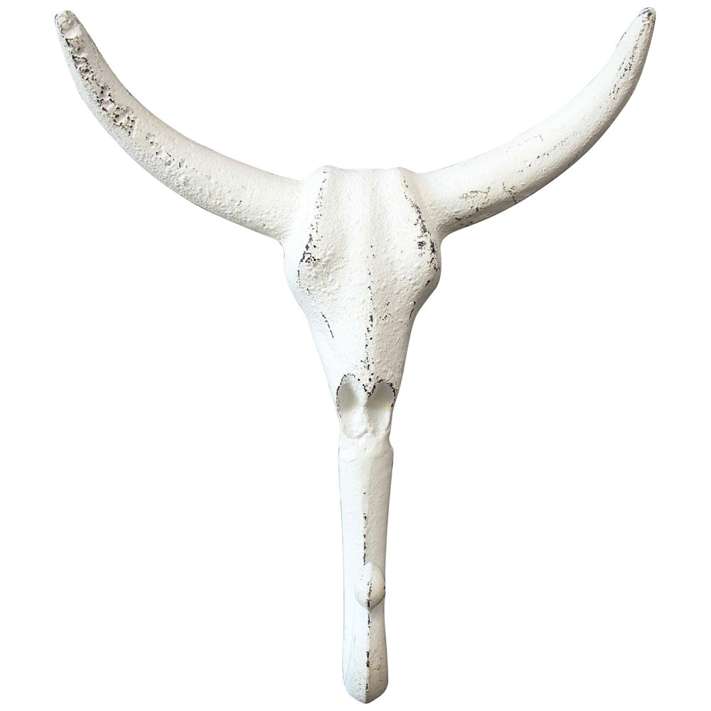 2PK LVD Metal Decorative Hook Skull Sculpture Home/Office Decor 20cm White