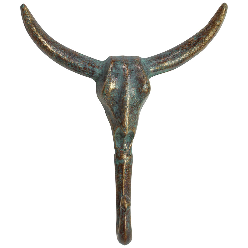 2PK LVD Metal Decorative Hook Skull Sculpture Home/Office Decor 20cm Gold