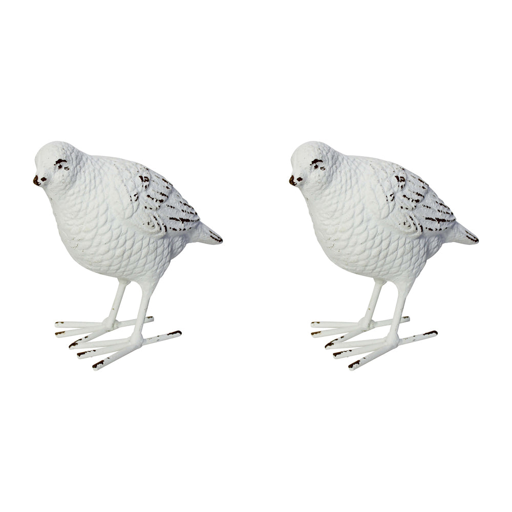 2PK LVD Metal 13.5cm Standing Bird Ornament Decor - White