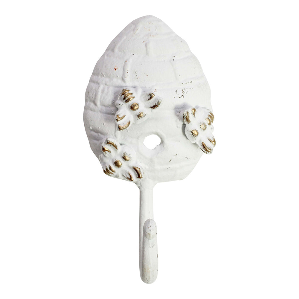 2PK LVD Metal 15.5cm Bee Hive Hook Wall Hanger Decor - White