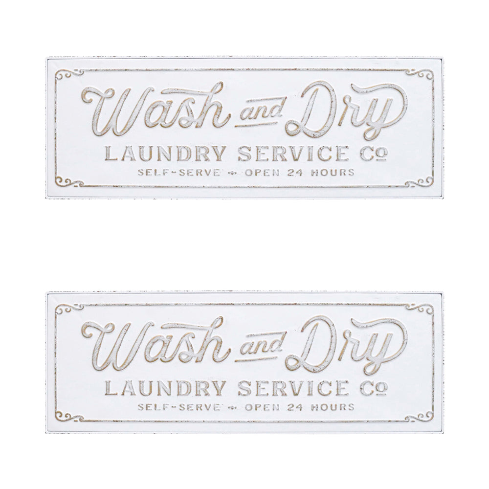 2PK LVD Iron Laundry Service Sign Home Wall Decor 81x29cm - White